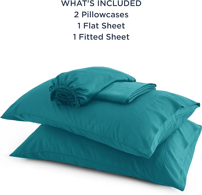 Bedsure Full Size Sheets, Cooling Sheets Full, Rayon Derived from Bamboo, Deep Pocket Up to 16", Breathable & Soft Bed Sheets, Hotel Luxury Silky Bedding Sheets & Pillowcases, Turquoise - LeafyLoom