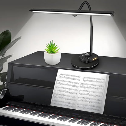 Piano Light for Grand / Upright Piano, Upgraded LED Piano Lamp with 5 Color Modes & USB Charging Port, Dimmable Gooseneck Piano Desk Lamp, Auto-Off Timer, Music Stand Light, Home Office Table Light - LeafyLoom