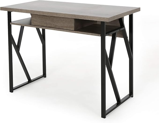 Christopher Knight Home Janet Modern Faux Wood Writing Desk, Dark Gray, Black - LeafyLoom