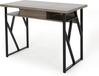 Christopher Knight Home Janet Modern Faux Wood Writing Desk, Dark Gray, Black - LeafyLoom