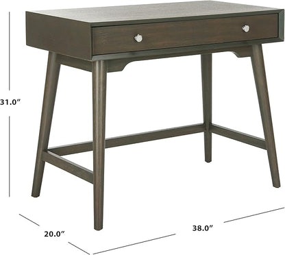 Safavieh Home Office Isadora Mid-Century Modern Ash Grey 1-drawer Desk - LeafyLoom