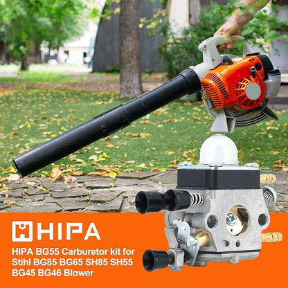 HIPA BG55 Carburetor for STIHL BG 55 BG85 BG65 BG85C SH85 SH55 BG45 BG55C BG55Z BG46 BG65DZ BG85DZ Leaf Blower Parts Replace 4229 120 0606 C1Q-S68G C1Q-S68 Carb - LeafyLoom