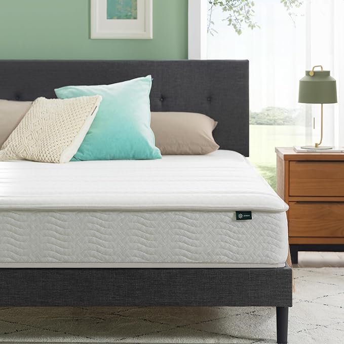 ZINUS 8 Inch Foam and Spring Hybrid Mattress [New Version], Queen, Fiberglass free, Medium Firmness, Durable Support, Certified Safe Foams & Fabric, Mattress in A Box - LeafyLoom