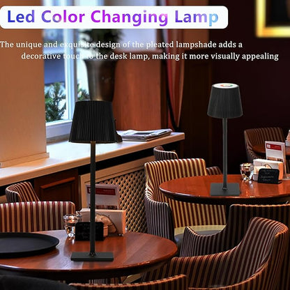 2 Pack Cordless Table Lamp, Touch Dimmable RGB Desk Lamp, 4000 mAh LED Desk Lamp, Battery Operated Lamp for Family, Restaurant & Bar, Outdoor Party, Camping, Garden, Christmas Gift - LeafyLoom