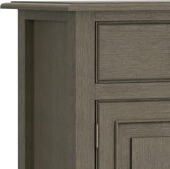 SIMPLIHOME Connaught SOLID WOOD 40 inch Wide Traditional Entryway Storage Cabinet in Farmhouse Grey for the Living Room, Entryway and Family Room - LeafyLoom