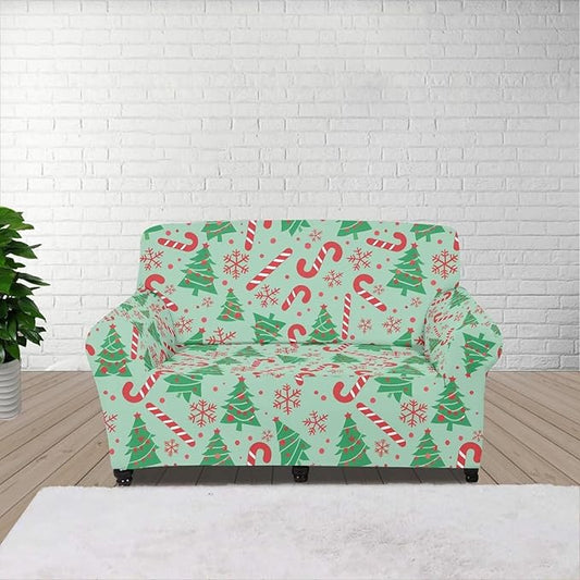 FKELYI Green Christmas Tree Sofa Slipcover Comfortable Sofa Couch Cover with Elastic Bottom Stretch Furniture Protector for Indoor M FKELYI