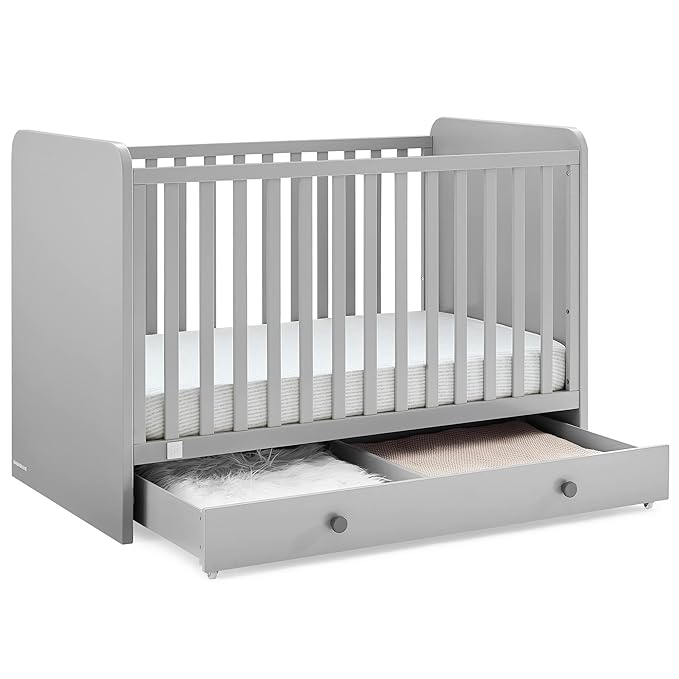 GAP babyGap Graham 4-in-1 Convertible Crib with Storage Drawer - Greenguard Gold Certified, Grey/Dark Grey - LeafyLoom