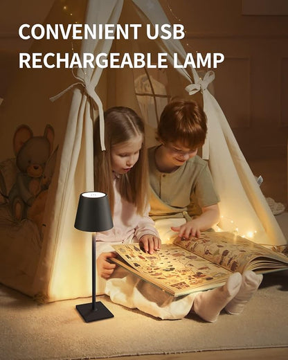 KDG Cordless Table Lamp, Portable LED Desk Lamp, 5000mAh Battery Operated, 3 Color Stepless Dimming Up, for Restaurant/Bedroom/Bars/Outdoor Party/Camping/Coffee Shop Atmosphere Night Light(Black) - LeafyLoom