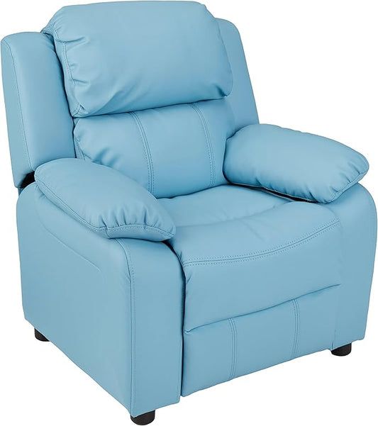 JC Home MACARON Kids Chair Leather Recliner Sofa Toddler Youth Children Child Ages 3-7, Small, Babyblue - LeafyLoom