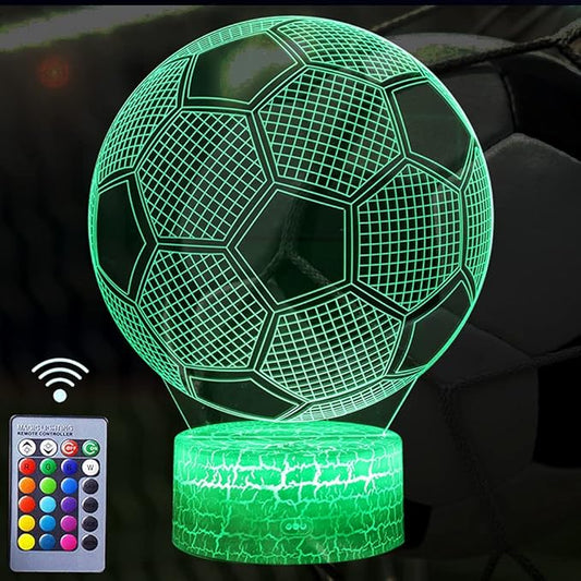 Soccer Night Light, 3D Illusion Lamp for Kids, Touch & Remote Control Multiple Colour & Flashing Modes and Brightness Adjusted Room Decor Christmas Birthday Gifts for Boys Sport Lovers Children Teen - LeafyLoom