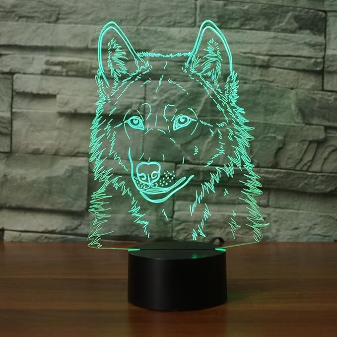 3D Illusion Lamps Animal Langtou Shape LED Desk Table Night Light 7 Color Touch Lamp Kiddie Kids Children Family Home Office Childrenroom Theme Decoration (Langtou) - LeafyLoom