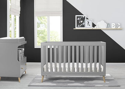 Delta Children Essex 4-in-1 Convertible Baby Crib, Grey with Natural Legs - LeafyLoom