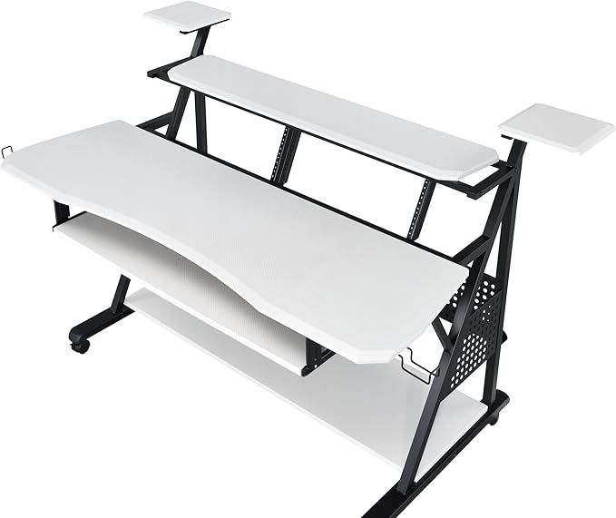 NicBex Laik-DW-00055-DX Desks, 67" W x 38" D x 42" H, White+Black - LeafyLoom