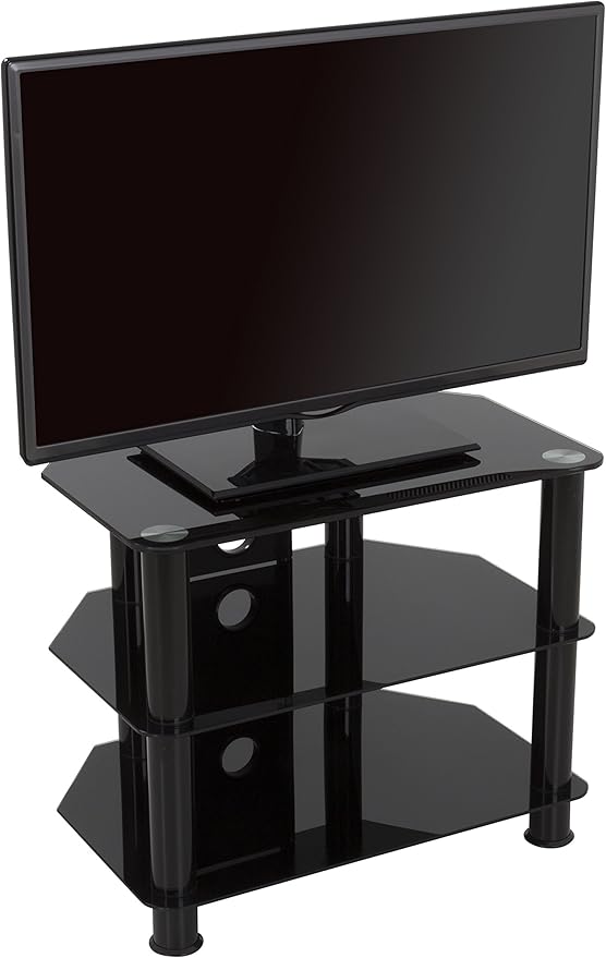 AVF Steel TV Stand with Cable Management for up to 32" TVs in Black - LeafyLoom