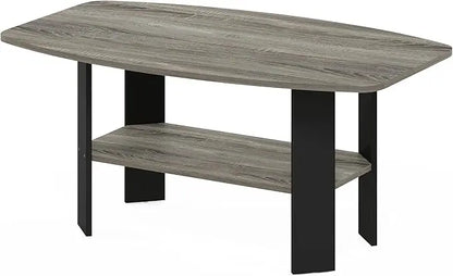 Furinno Simple Design Coffee Table, French Oak Grey/Black - LeafyLoom