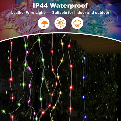 PUHONG Christmas Decoration Star Flowing Multicolor Color Changing Lights Outdoor, 320 LED 16.4Ft Star Waterfall Tree Lights with 8 Lighting Modes Remote Timer, for Xmas New Year Holiday Birthday PUHONG