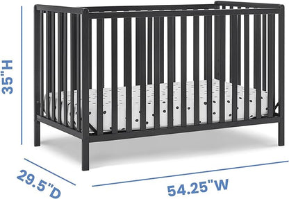 Delta Children Heartland 4-in-1 Convertible Crib, Black + Twinkle Galaxy Crib and Toddler Mattress (Bundle) - LeafyLoom