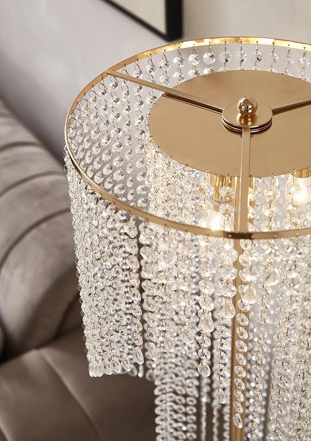 Raindrop Crystal Floor Lamp French Golden - LeafyLoom