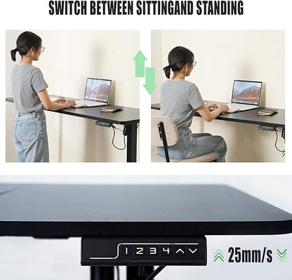 soges 63in Electric Standing Desk Ergonomic Height Adjustable Computer Desk Sit Stand Desk Home Office Desks Standing Desk, Black - LeafyLoom