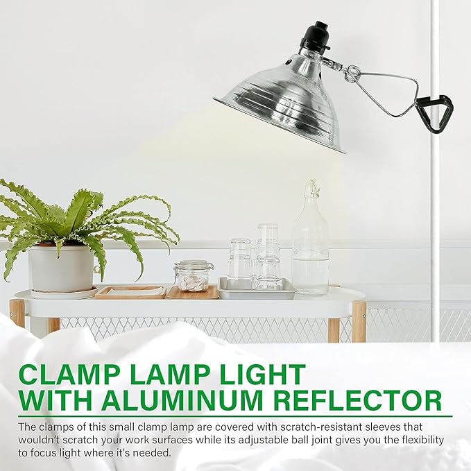 Simple Deluxe Clamp Lamp Light 150 Watt with 8.5 Inch Aluminum Reflector (no Bulb Included), 6 Feet Cord, 1 Pack, Black - LeafyLoom