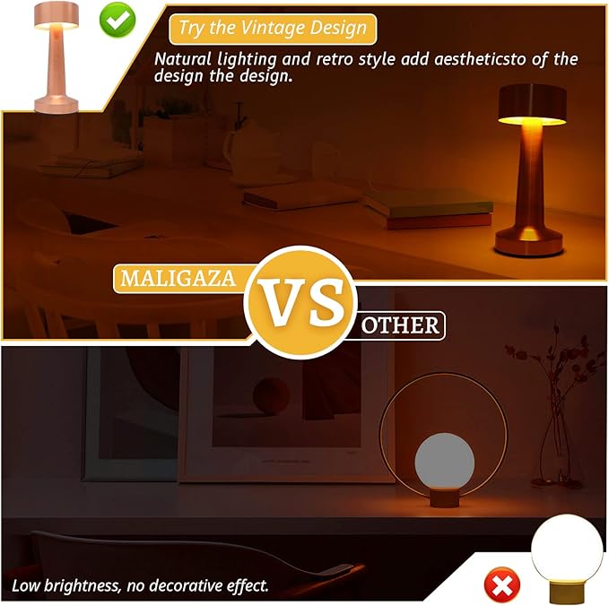 Cordless Portable LED Table Lamp with Touch Sensor, Dimmable Gold Yellow White 3 Colors, Rechargeable Desklamp Night Light for Kids Nursery Bedroom Bedside Lamp (Rose Gold) - LeafyLoom