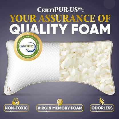 Royal Therapy Adjustable Queen Pillows, Shredded Memory Foam Pillows Queen Size Set, Cooling Pillow Bed Pillow Firm Pillow Rayon Derived from Bamboo Pillow Foam Pillow Side Sleepers Pillows Sleeping - LeafyLoom