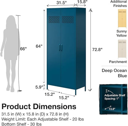 Mr. Kate Annie Tall Metal 2 Door Cabinet, Parchment - LeafyLoom