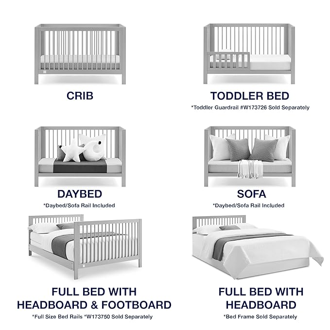 babyGap by Delta Children Charlie 6-in-1 Convertible Crib TrueSleep Crib and Toddler Mattress (Bundle), Grey - LeafyLoom