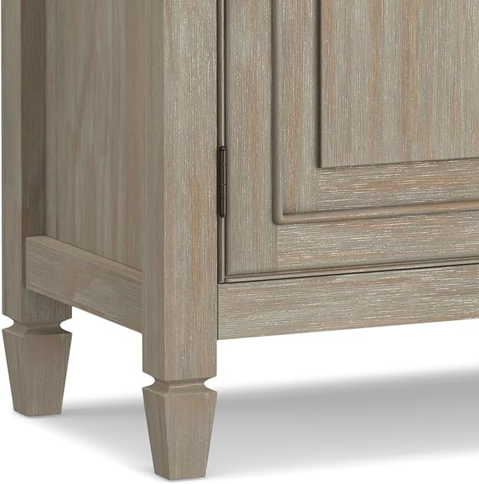 SIMPLIHOME Connaught SOLID WOOD 40 Inch Wide Traditional Entryway Storage Cabinet in Distressed Grey, For the Living Room, Entryway and Family Room - LeafyLoom