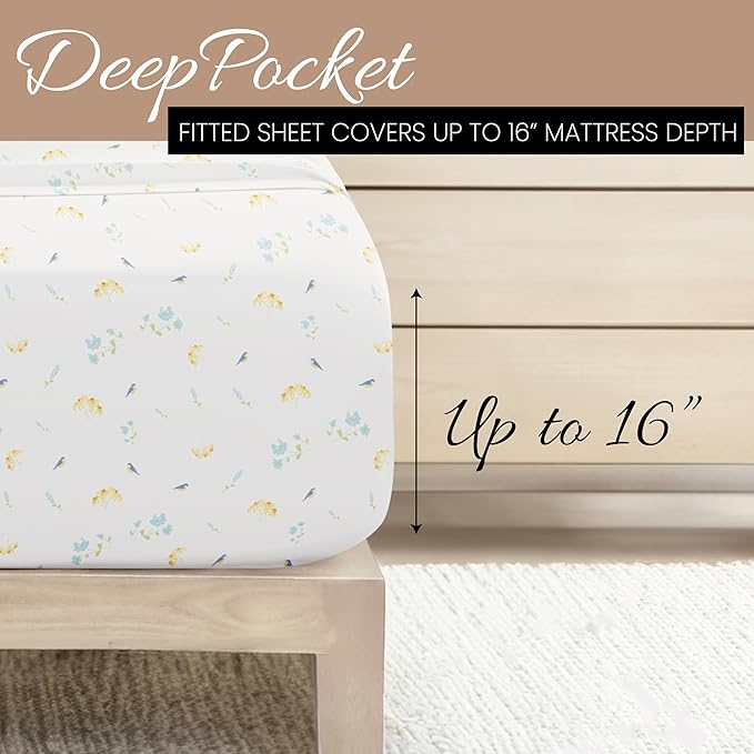 Linen Market 3 Piece Twin Bedding Sheet Set (Light Blue Floral) - Sleep Better Than Ever with These Ultra-Soft & Cooling Bed Sheets for Your Twin Size Bed - Deep Pocket Fits 16" Mattress - LeafyLoom