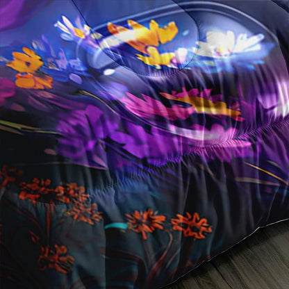 Cartoon Kawaii Cat Comforter Set Queen Size 3D Animals Flower Toddler Bedding Set Cat Lovers Animal Bubble Design Quilt Bed Set for Girls Kids Teens - LeafyLoom