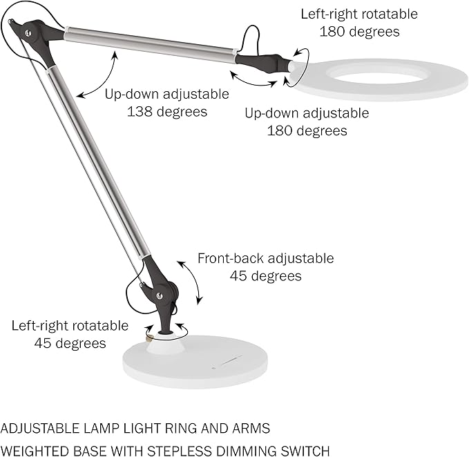 Lavish Home LED Desk Lamp - Swing Arm Architect Lamp - Adjustable Natural Sun Lighting for Home Office, Bedroom, or Dorm Room (White) - LeafyLoom