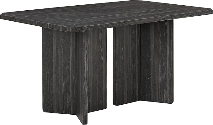 Modern 6-Piece, Including 60-inch Table, 4 Upholstered Chairs and Bench, Solid Wood Dining Set for Kitchen, Living Room, Apartment, Farmhouse, Black+White - LeafyLoom