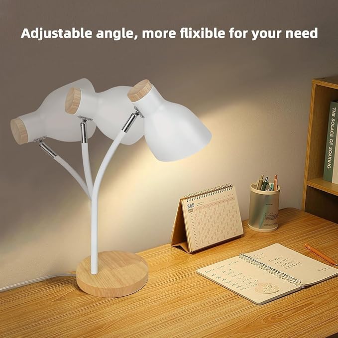 Himmel Desk Lamp, Adjustable Metal Table Lamp, Children's Table Lamp for Bedroom, Living Room, E27 Socket Reading Next to Lamp (White) - LeafyLoom