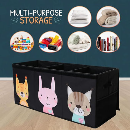 Extra Large Toy Storage Organizer with Lid - Sturdy, Collapsible Toy Chest Storage Box with Cute Design - Toys Bin with Dividers for Kids, Boys, Girls, Nursery, Bedroom, Play room 37"x16"x14" - LeafyLoom