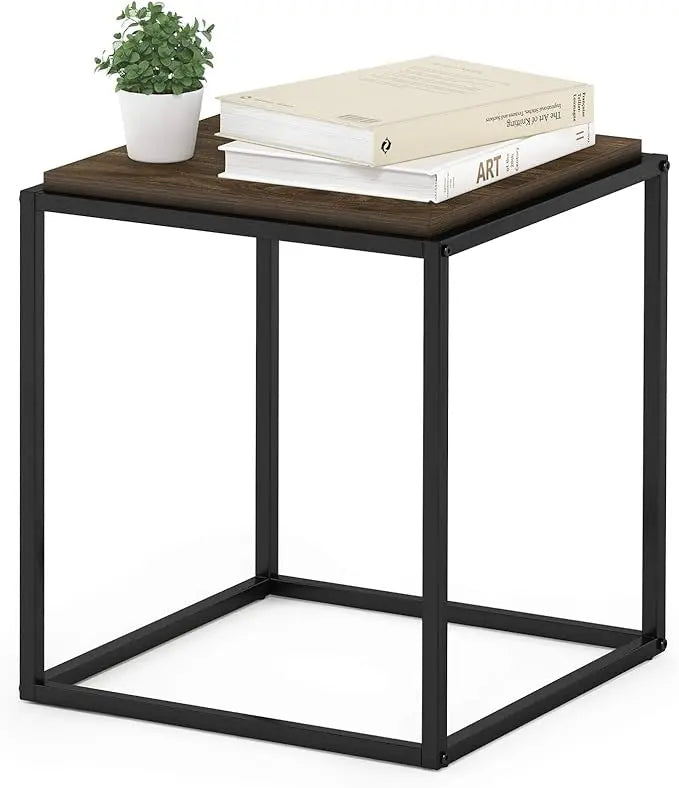 Furinno Moretti Cube Modern Stackable End Table Shelf, Columbia Walnut - LeafyLoom