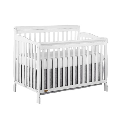 Dream On Me Ashton 4-In-1 Convertible Crib In White, Greenguard Gold, JPMA Certified, Non-Toxic Finishes, Features 4 Mattress Height Settings, Made Of Solid Pinewood - LeafyLoom