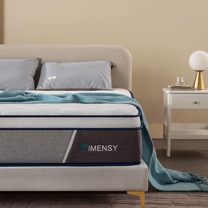 Rimensy King Mattress,14 Inch Hybrid Mattress in a Box,Gel Memory Foam Mattress,Individually Wrapped Pocket Coils Innerspring Mattress for Motion Isolation,Medium Firm,King Size Mattress,76"*80"*14" - LeafyLoom