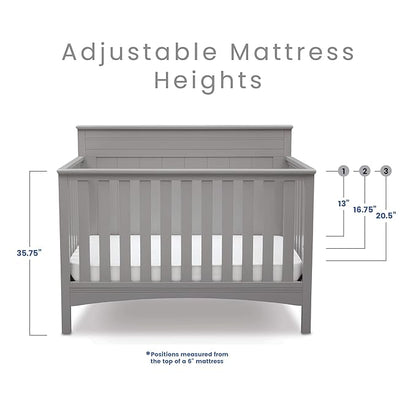 Delta Children Fancy 4-in-1 Convertible Baby Crib - Greenguard Gold Certified, Grey - LeafyLoom