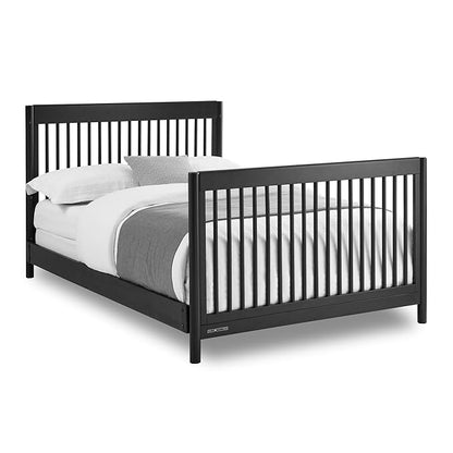 Delta Children Brooks 6-in-1 Convertible Crib, Midnight Grey + Simmons Kids Quiet Nights Breathable Crib Mattress with Removable/Machine Washable Cover (Bundle) - LeafyLoom