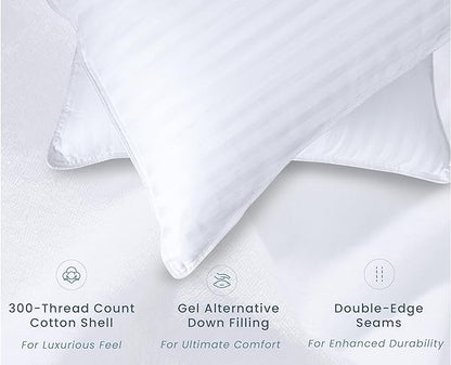 Threadmill Soft Bed Pillows Standard Size Set of 2 | Down Alternative Cooling Bed Pillow for Sleeping | Soft Pillows | 20 x 26 Hotel Pillow, Standard Pillows 2 Pack for Back, Stomach or Side Sleepers - LeafyLoom