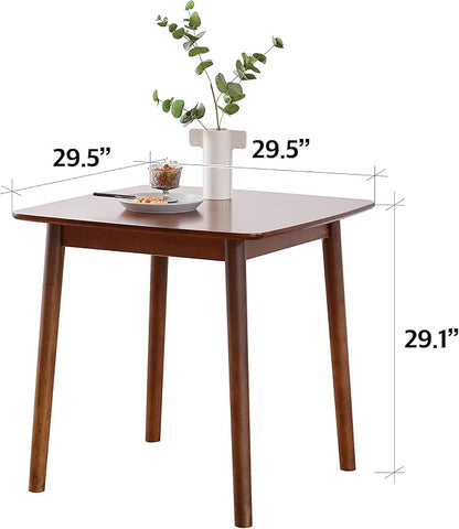 Livinia Aslan 29.5" Malaysian Oak Square Wooden Dining Table/Small Solid Wood Kitchen Desk (Walnut) - LeafyLoom