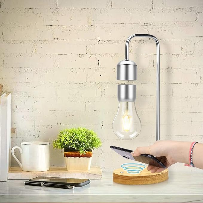 VGAzer Magnetic Levitating Floating Wireless LED Light Bulb with Wireless Charger for Desk Lamp,Room or Office Decor,Unique Gifts - LeafyLoom