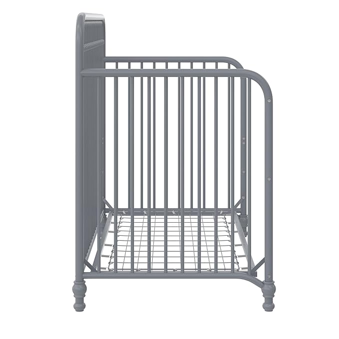 Little Seeds Ivy 3-in-1 Convertible Metal Crib, Dove Gray - LeafyLoom