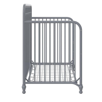 Little Seeds Ivy 3-in-1 Convertible Metal Crib, Dove Gray - LeafyLoom