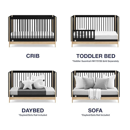 babyGap by Delta Children Tate 4-in-1 Convertible Crib TrueSleep Crib and Toddler Mattress (Bundle), Ebony/Natural - LeafyLoom