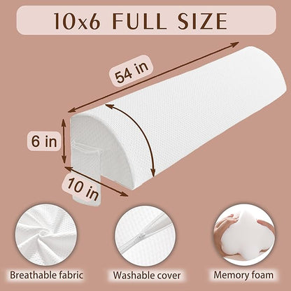 Bed Wedge Pillow for Headboard Gap Bed Mattress Gap Filler (0-8'') Memory Foam Bed Crack Headboard Pillow Stopper to Close The Gap Between Headboard Wall and Mattress Space Filler Full - LeafyLoom