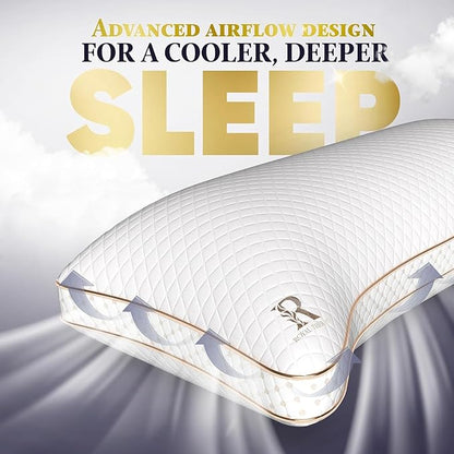 Royal Therapy Adjustable Queen Pillows, Shredded Memory Foam Pillows Queen Size Set, Cooling Pillow Bed Pillow Firm Pillow Rayon Derived from Bamboo Pillow Foam Pillow Side Sleepers Pillows Sleeping - LeafyLoom