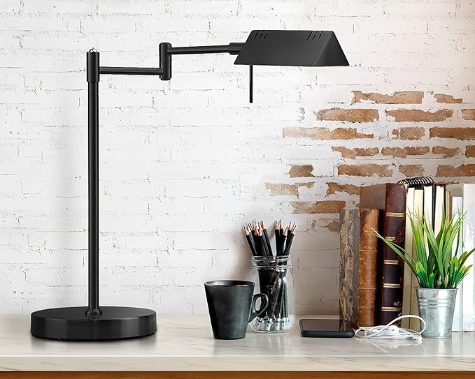 O'Bright LED Pharmacy Table Lamp, Full Range Dimming, 12W LED, 360 Degree Swing Arms, Desk, Reading, Craft, Work Lamp, ETL Tested, Black - LeafyLoom