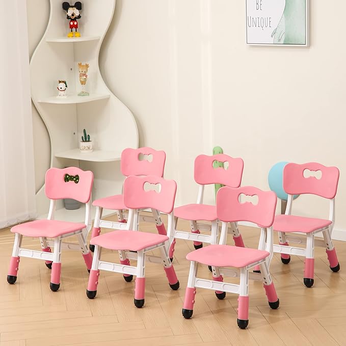 Kids' Desk Chairs Adjustable Height is Suitable for Children's Chairs Used in Families, Schools and Day-Care Between 2-10 Years Old The Max Bearing Capacity is 220LB(6PCS-Beige) - LeafyLoom